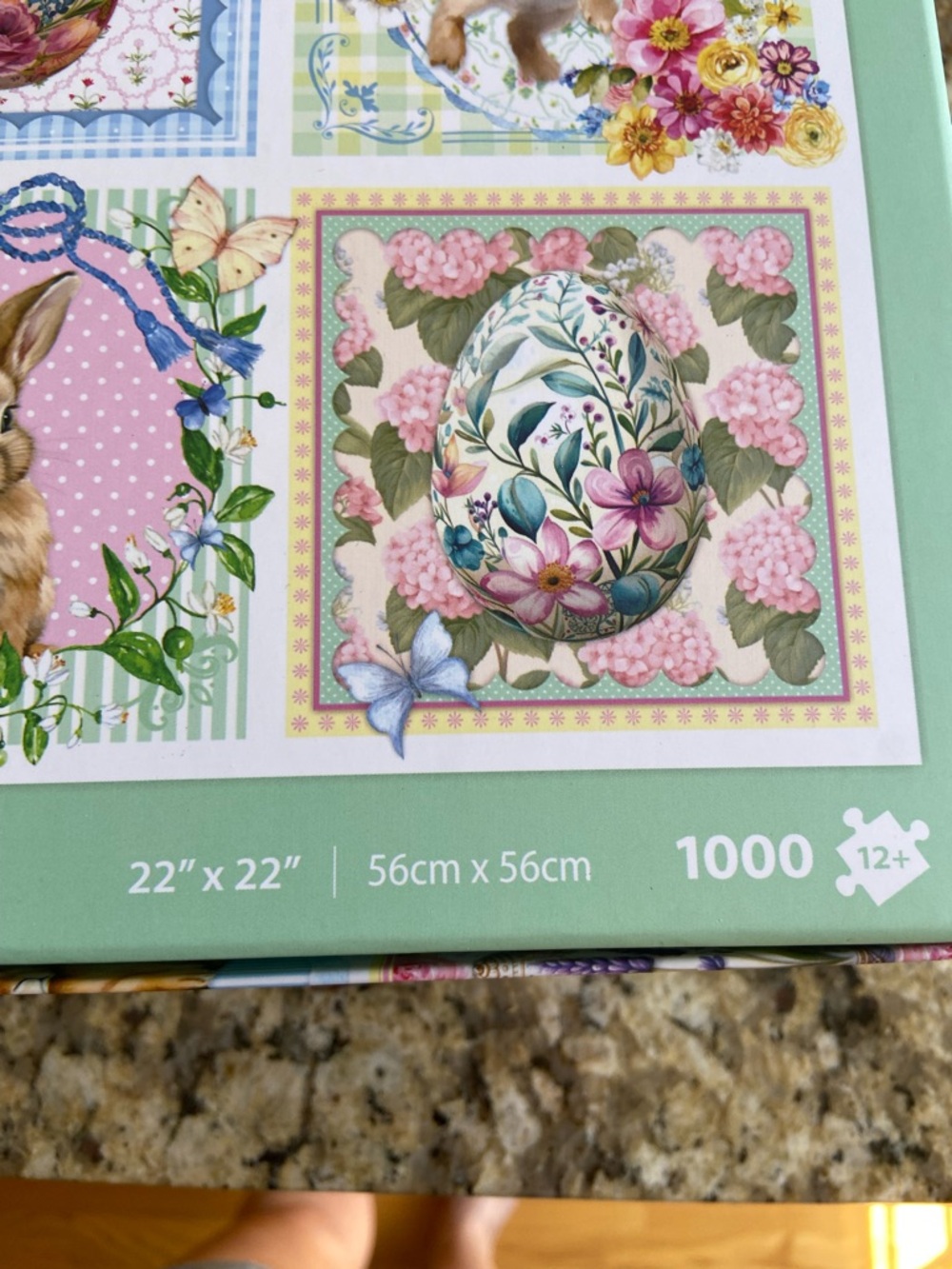 Pastel Bunny & Floral Easter Puzzle 1000-Piece - Pink, Blue, Green - Picture 4 of 4